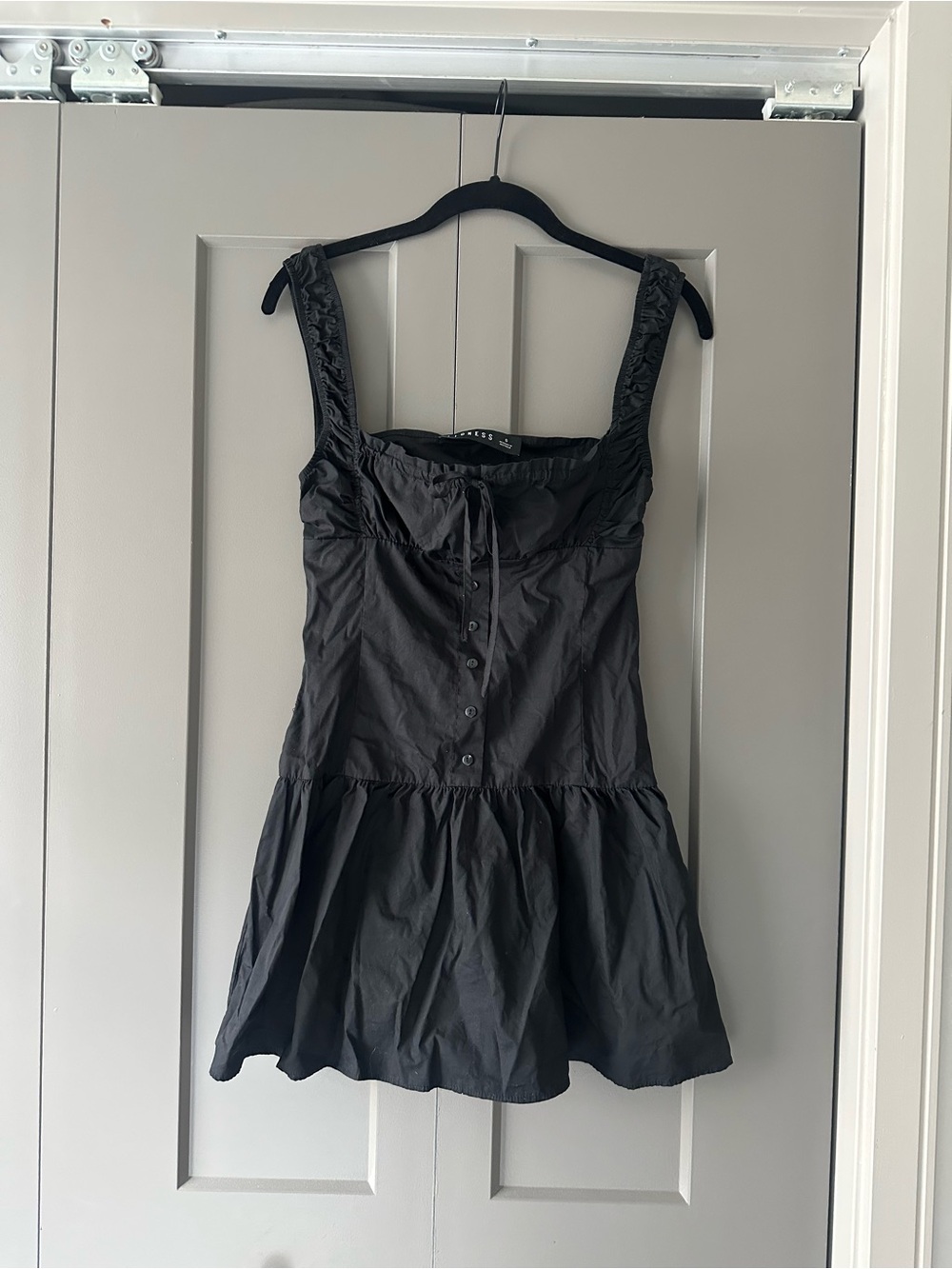 Lioness Black Sleeveless Mini Dress Button Front